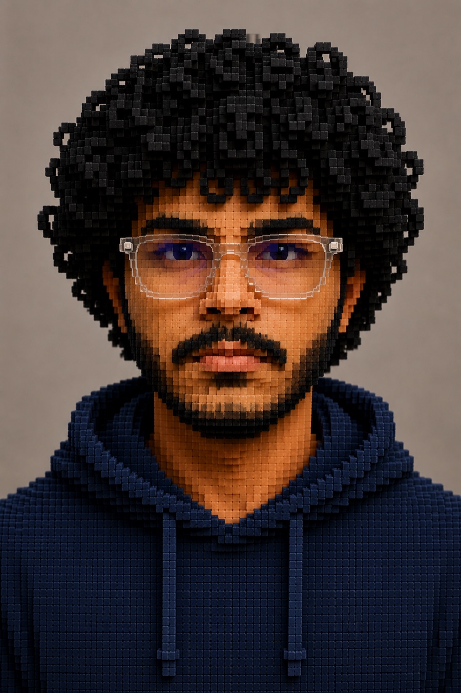 Austin Makasare, rebuilt as a voxel portrait